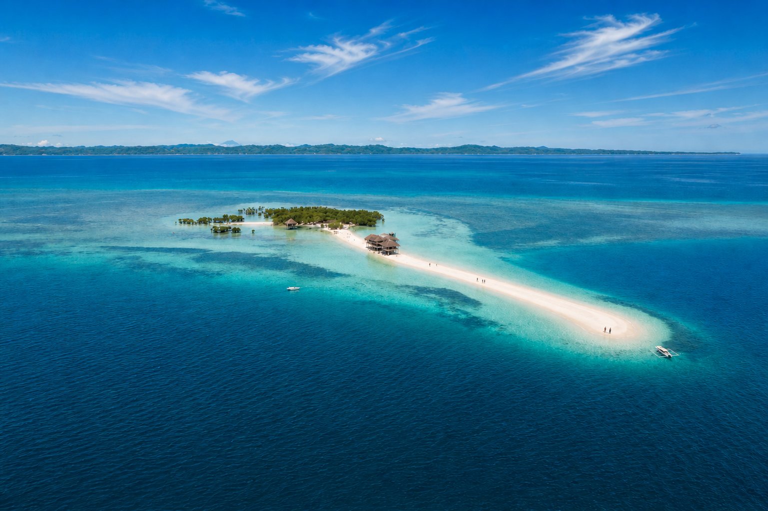 Buntod Reef sandbar from the air — the symbol of Masbate